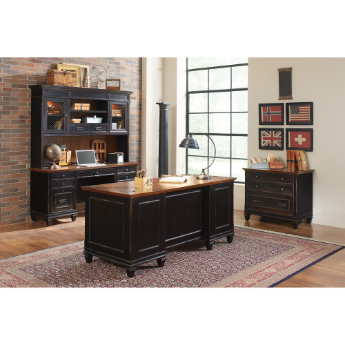 Brooks Furniture black desk with wood topper