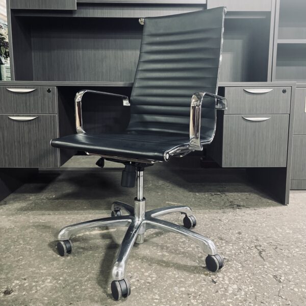 Used Black Vinyl Desk Chair - Image 4