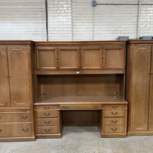 Walnut Credenza and Hutch with Side Cabinets